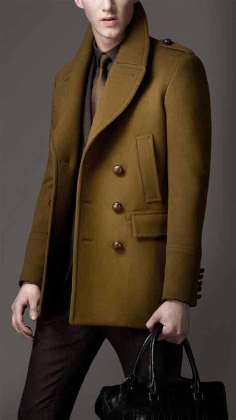 burberry peacoat men's sale|burberry wool pea coats men's.